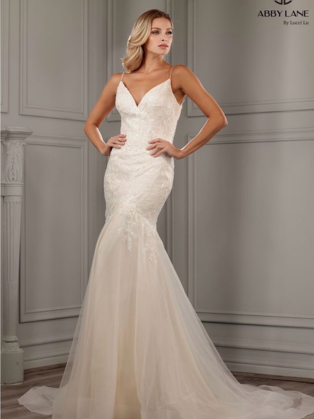 Ivory/Champagne  Lace Mermaid Wedding Dress